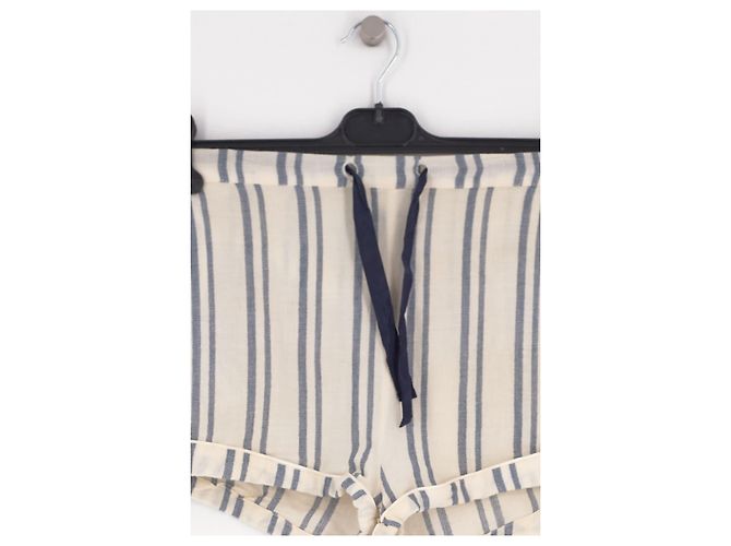 Autre Marque Pantaloncini in cotone a righe bianche e blu - vista 3