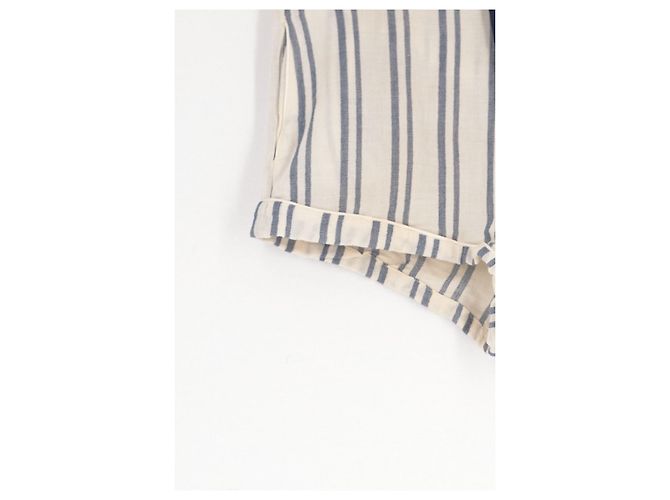 Autre Marque Pantaloncini in cotone a righe bianche e blu - vista 4