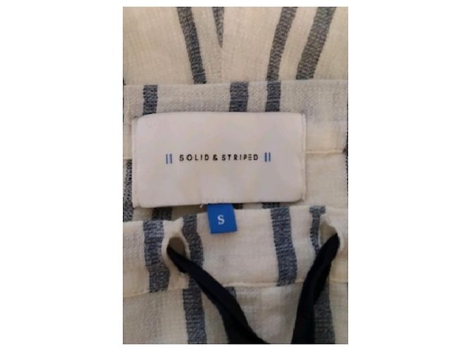 Autre Marque Pantaloncini in cotone a righe bianche e blu - vista 5