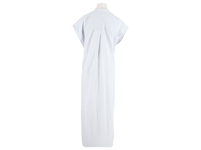 Vestido largo de algodón a rayas azules y blancas Totême - vista 2