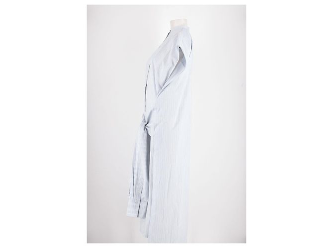 Vestido largo de algodón a rayas azules y blancas Totême - vista 3