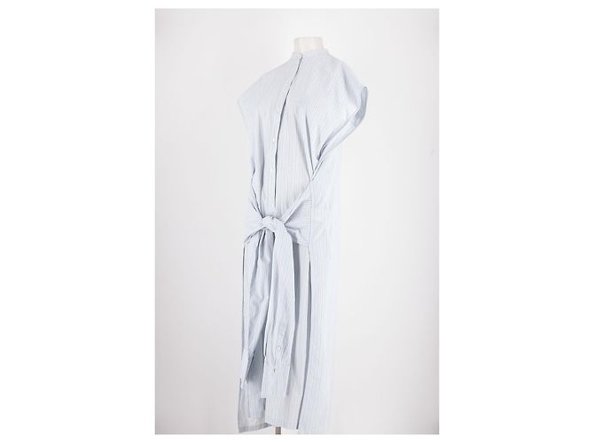 Vestido largo de algodón a rayas azules y blancas Totême - vista 4