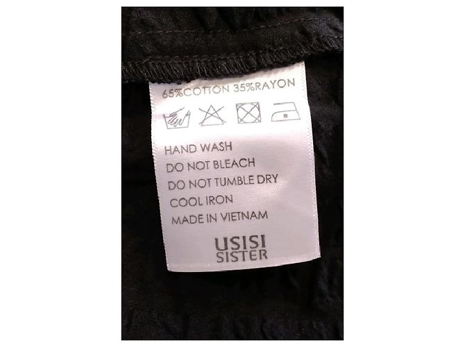 Autre Marque Falda larga negra USISI SISTER de algodón textura gofre - vista 6
