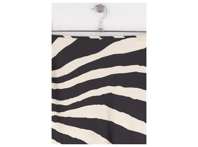 Autre Marque Falda midi BOA negra con estampado de cebra y encaje - vista 3