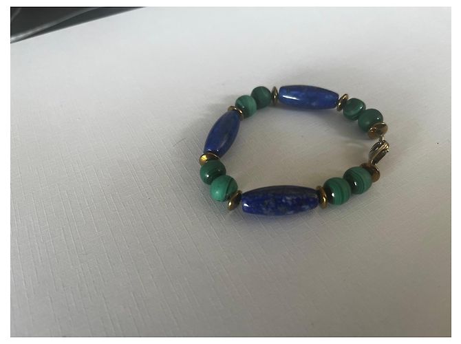Autre Marque Bracciale in perle Lapis Lazuli e Malachite - vista 3