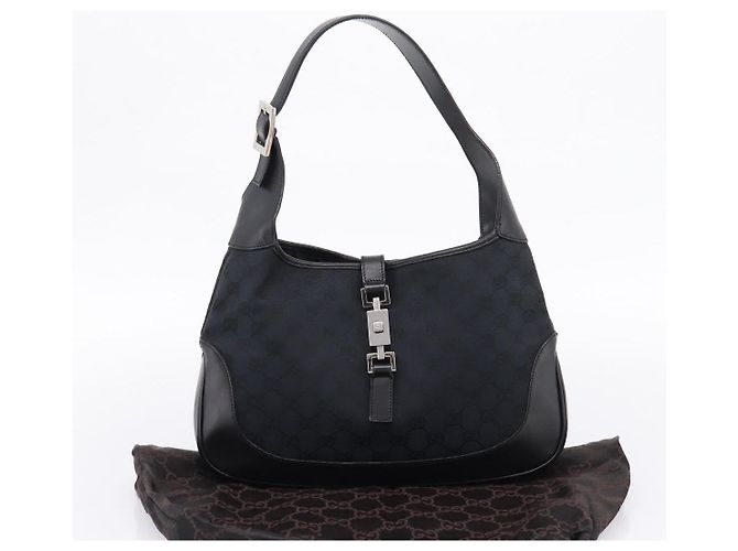 GUCCI GG Canvas Shoulder Bag Black Silver 001 3306 - vista 12