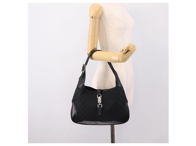 GUCCI GG Canvas Shoulder Bag Black Silver 001 3306 - vista 23