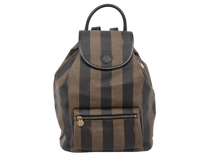 FENDI Pecan Canvas Backpack PVC Black Brown gold 259290 - vista 13