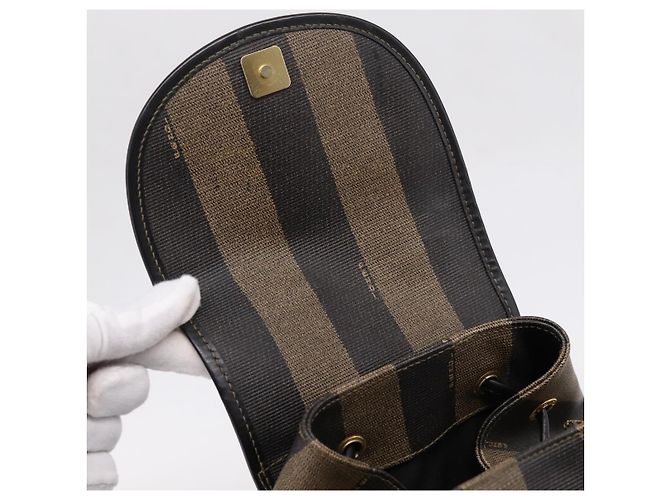 FENDI Pecan Canvas Backpack PVC Black Brown gold 259290 - vista 18