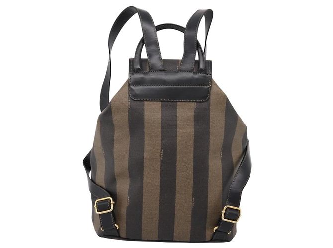 FENDI Pecan Canvas Backpack PVC Black Brown gold 259290 - vista 2