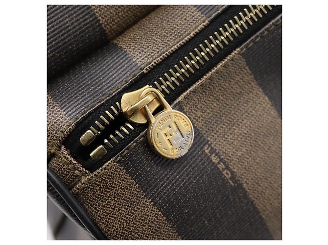 FENDI Pecan Canvas Backpack PVC Black Brown gold 259290 - vista 24