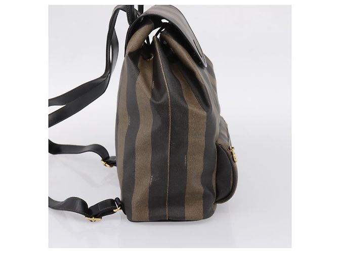 FENDI Pecan Canvas Backpack PVC Black Brown gold 259290 - vista 3