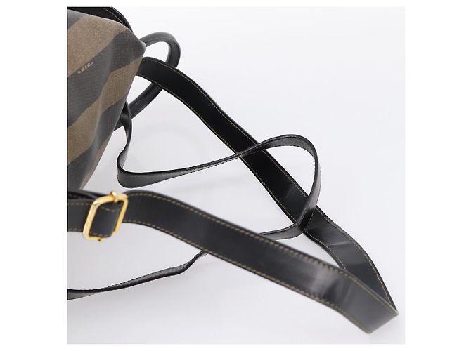 FENDI Pecan Canvas Backpack PVC Black Brown gold 259290 - vista 9
