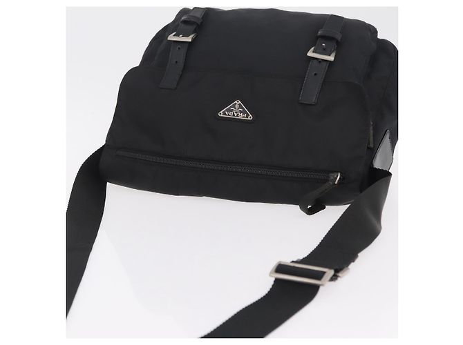 PRADA Shoulder Bag Nylon Black Silver - vista 6