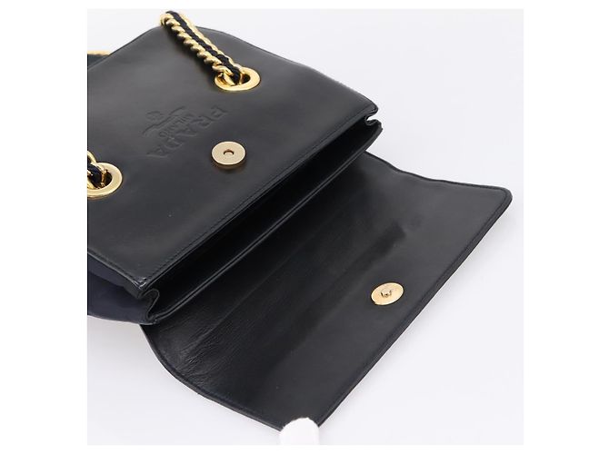 PRADA Chain Shoulder Bag Leather Black Gold Tone B4099 - vista 18