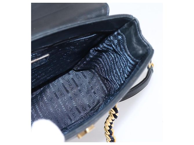PRADA Chain Shoulder Bag Leather Black Gold Tone B4099 - vista 20