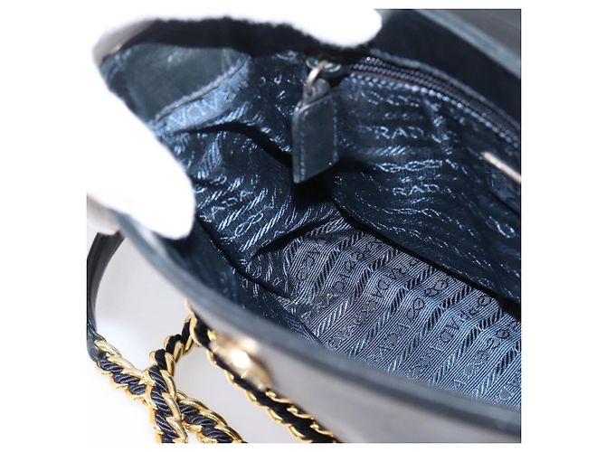 PRADA Chain Shoulder Bag Leather Black Gold Tone B4099 - vista 21