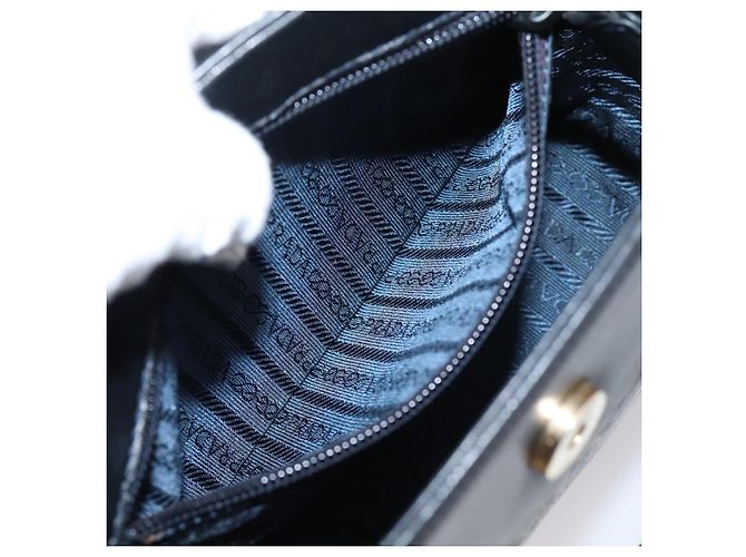 PRADA Chain Shoulder Bag Leather Black Gold Tone B4099 - vista 23