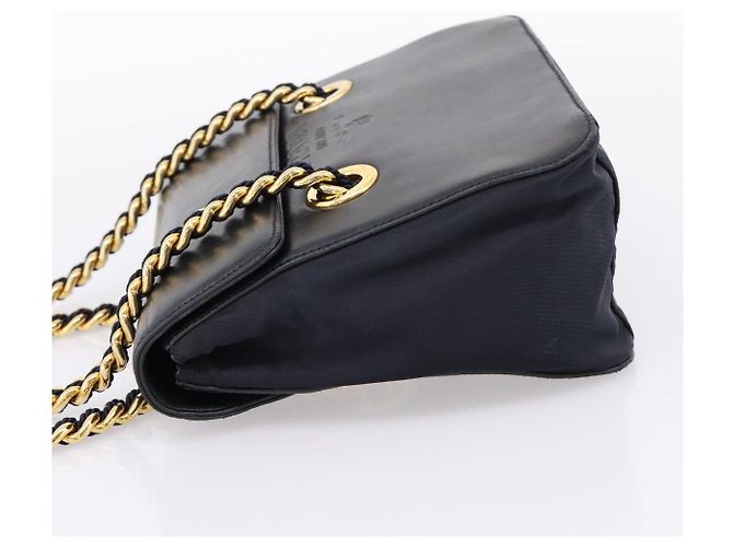 PRADA Chain Shoulder Bag Leather Black Gold Tone B4099 - vista 3