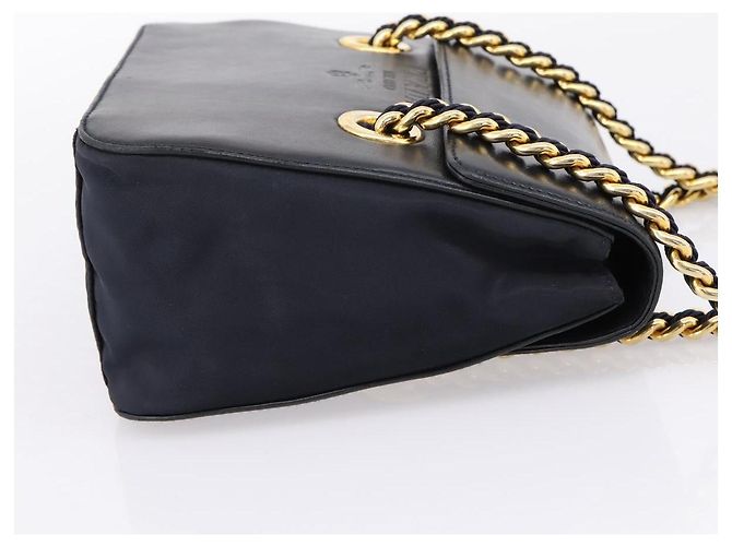 PRADA Chain Shoulder Bag Leather Black Gold Tone B4099 - vista 4