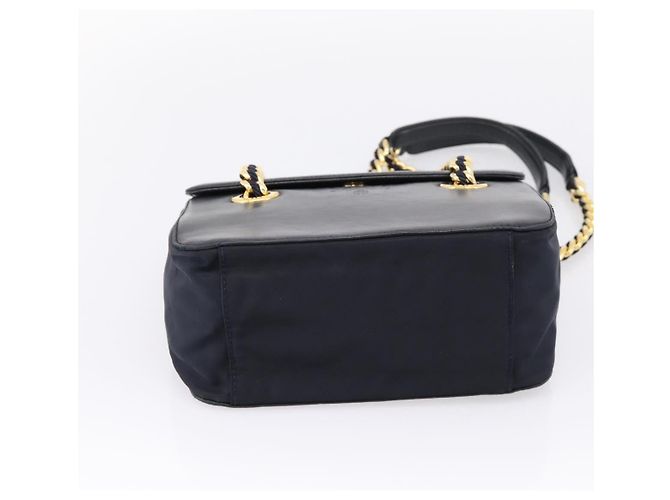 PRADA Chain Shoulder Bag Leather Black Gold Tone B4099 - vista 5
