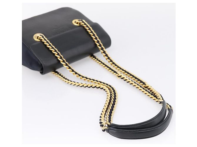 PRADA Chain Shoulder Bag Leather Black Gold Tone B4099 - vista 7