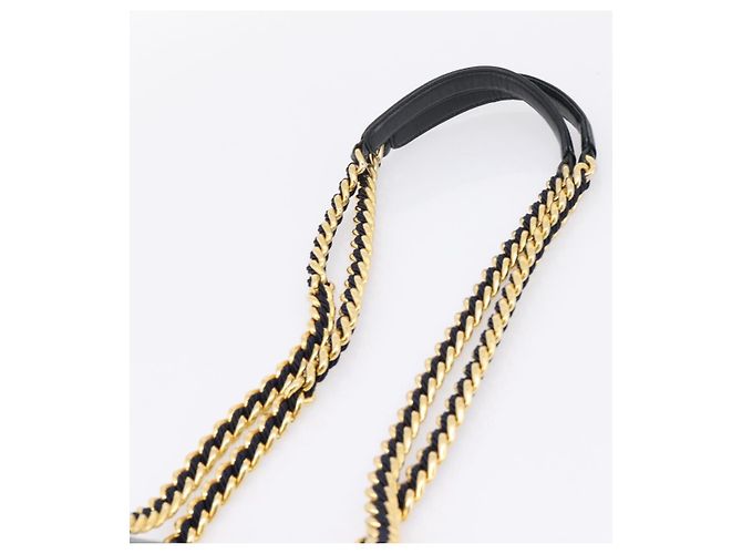 PRADA Chain Shoulder Bag Leather Black Gold Tone B4099 - vista 8