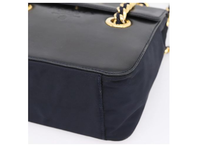 PRADA Chain Shoulder Bag Leather Black Gold Tone B4099 - vista 9