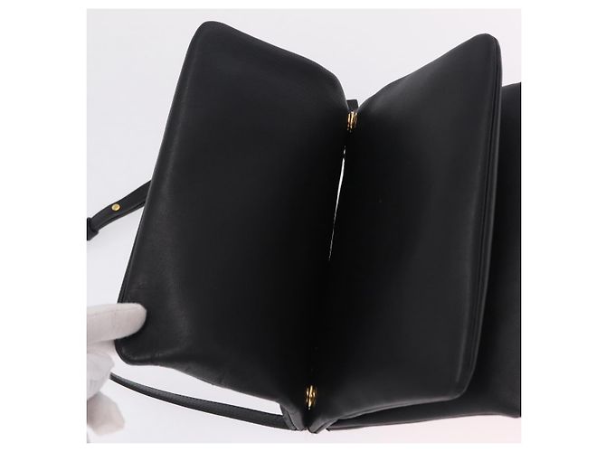 Céline CELINE Trio Shoulder Bag Leather Black Gold Tone - vista 10