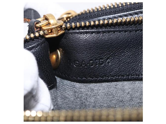 Céline CELINE Trio Shoulder Bag Leather Black Gold Tone - vista 12