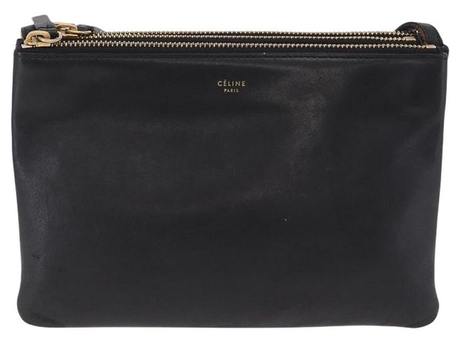 Céline CELINE Trio Shoulder Bag Leather Black Gold Tone - vista 13