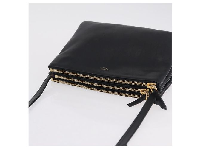 Céline CELINE Trio Shoulder Bag Leather Black Gold Tone - vista 14