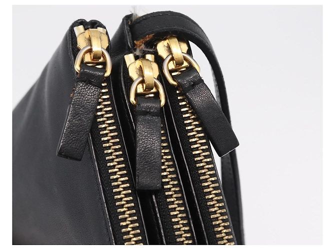 Céline CELINE Trio Shoulder Bag Leather Black Gold Tone - vista 23