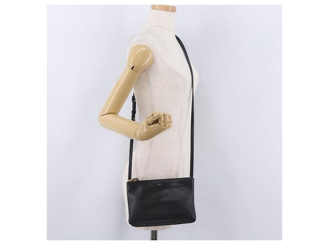 Céline CELINE Trio Shoulder Bag Leather Black Gold Tone - vista 33