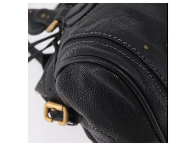 Chloé Chloe Paddington Hand Bag Leather Black Gold Tone - vista 10