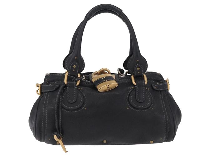 Chloé Chloe Paddington Hand Bag Leather Black Gold Tone - vista 13
