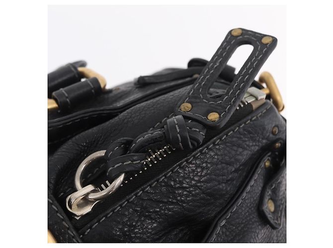 Chloé Chloe Paddington Hand Bag Leather Black Gold Tone - vista 19