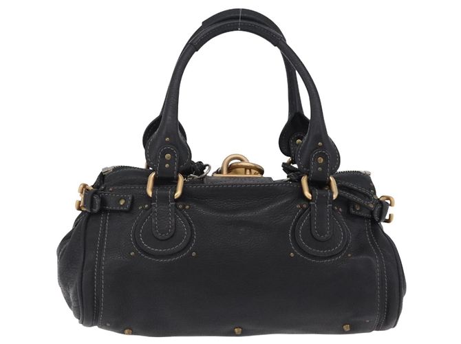 Chloé Chloe Paddington Hand Bag Leather Black Gold Tone - vista 2