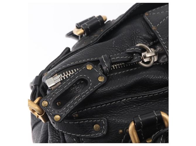 Chloé Chloe Paddington Hand Bag Leather Black Gold Tone - vista 20