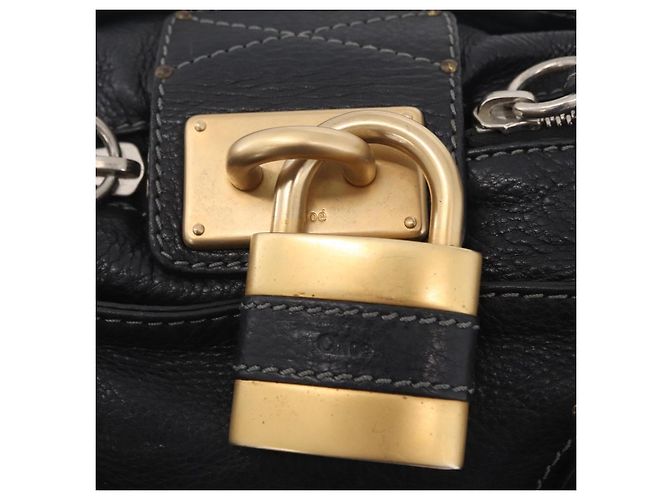 Chloé Chloe Paddington Hand Bag Leather Black Gold Tone - vista 21