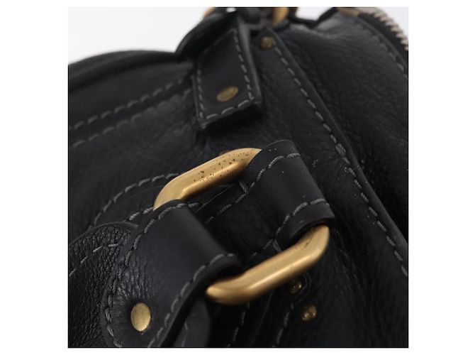 Chloé Chloe Paddington Hand Bag Leather Black Gold Tone - vista 9