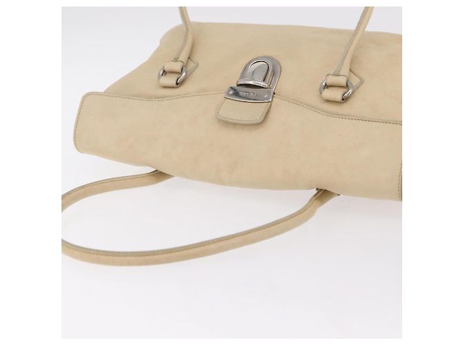 PRADA Tote Bag Leather Ivory Silver - vista 14