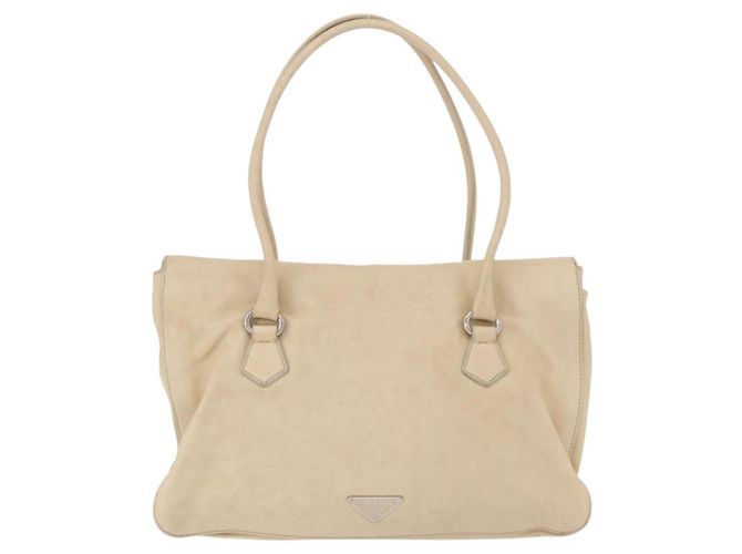 PRADA Tote Bag Leather Ivory Silver - vista 2