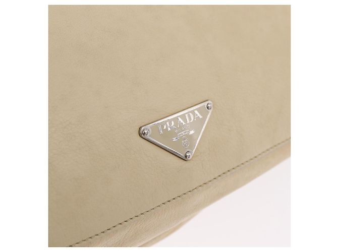 PRADA Tote Bag Leather Ivory Silver - vista 23