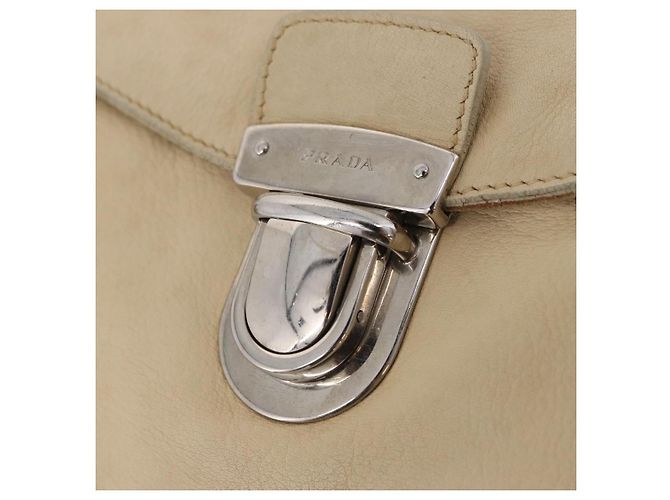 PRADA Tote Bag Leather Ivory Silver - vista 24
