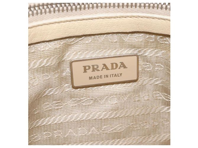 PRADA Tote Bag Leather Ivory Silver - vista 27