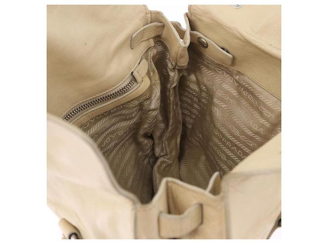 PRADA Tote Bag Leather Ivory Silver - vista 28