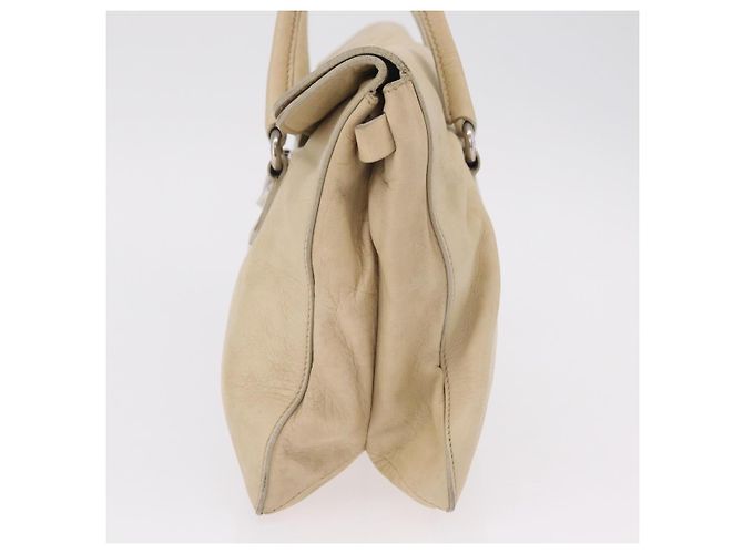 PRADA Tote Bag Leather Ivory Silver - vista 4