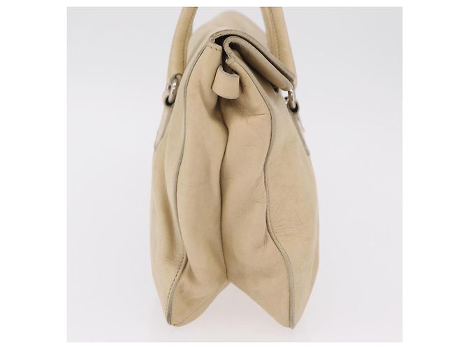 PRADA Tote Bag Leather Ivory Silver - vista 6