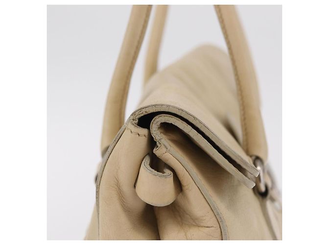 PRADA Tote Bag Leather Ivory Silver - vista 7